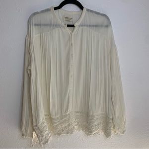 Denim & Supply Ralph Lauren White Crochet Lace Top Boho Minimalist Western L